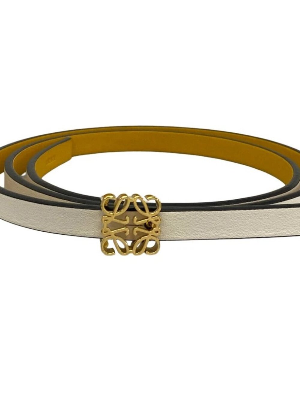 LOEWE White Dark yellow Gold Leather Hardware Belt
